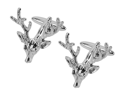 1868-18R Sliver Metal Novelty Deer Cufflinks
