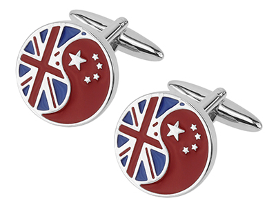 655-23R Round Flag Cufflinks