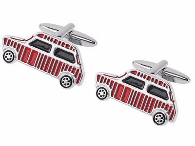 655-24R Shiny Mens Red Car Cufflinks