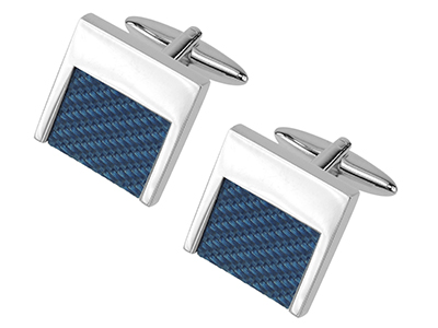 652-7R Unique Designer Blue Carbon Fiber Cufflinks