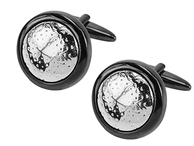 645-7GMR Gunmetal and Silver Round Formal Cufflinks