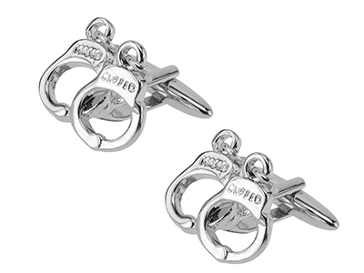 255-7R Silver Novelty Handcuff Cufflinks Gift