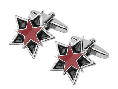 646-16R Red and Black Enamel Stars Cufflinks