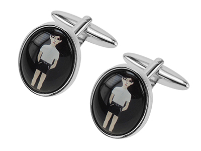 646-3R Black Oval Page Boy Cufflinks