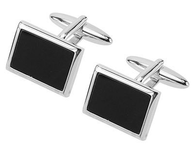 235-10R Black Plastic Rectangle Cufflinks