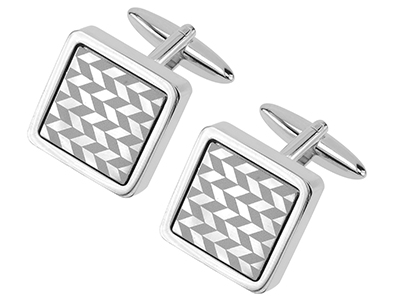 602-11R2 Laser Engraved Arrow Pattern Square Cufflinks