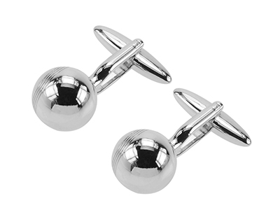 601-7R Silver Round Ball Cufflinks