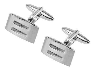 647-5R1 Brushed Silver Vented Cufflinks