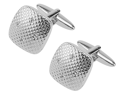 622-23R Domed Diamond Texture Crystal Cufflinks