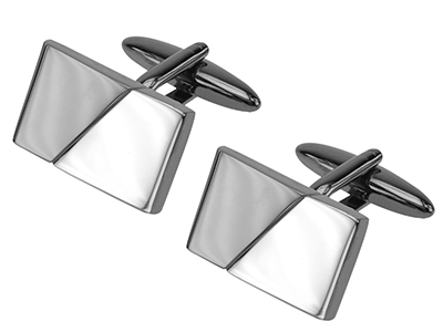 605-16GMR Gunmetal and Silver Two Tone Cufflinks