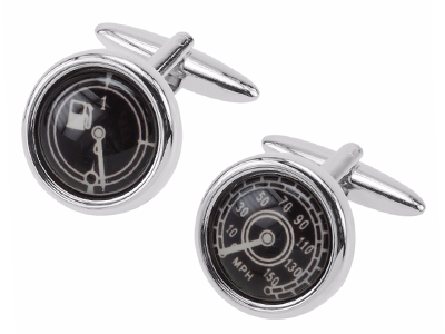 TN-1281R Black Speedometer And Fuel Gauge Car Cufflinks