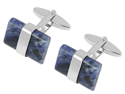 241-11R C7 Metal Wrapped Around Blue Catseye Cufflinks