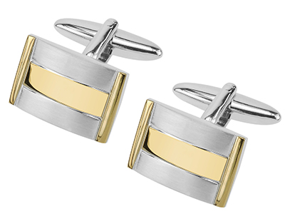 623-22RG1 Gold and Brushed Silver Metal Cufflinks