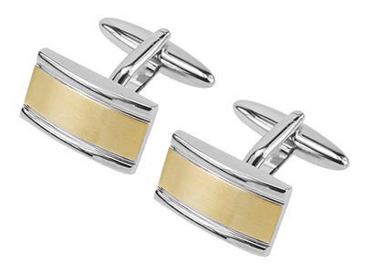 335-18RG2 Silver and Gold Two Tone Bridge Cufflinks