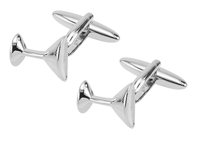 1027-20R Silver Wedding Cocktail Glass Bottle Cufflinks