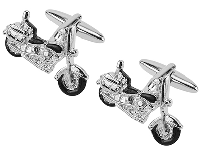 310-13R Black Enamel Motorbike Cufflinks Novelty