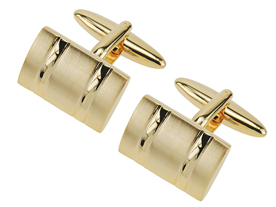 638-21G2 Classic Curved Gold Two Tone Cufflinks