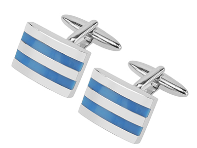 643-21R Customized Double Blue Enamel Cufflinks