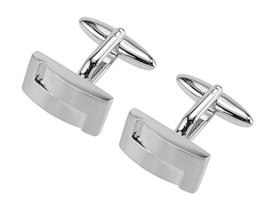 149-5R1 Mens Brushed Silver Handmade Cufflinks