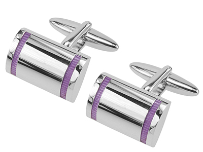 643-22R Half Cylinder Purple Enamel Cufflinks