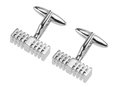 285-28R Silver Cutout Metal Bar Cufflinks