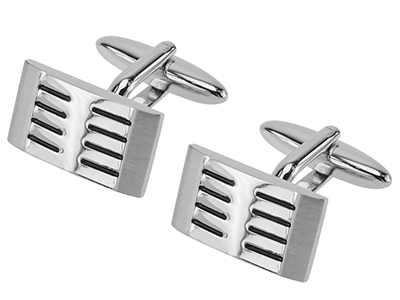 331-30R2 Parallel Black Enamel Stripes Cufflinks