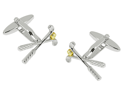 151-17RG Silver and Gold Golf Club Novelty Cufflinks