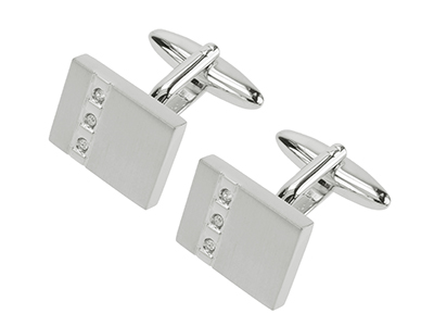 616-23R2 Crystal Inlaid Rectangular Cufflinks