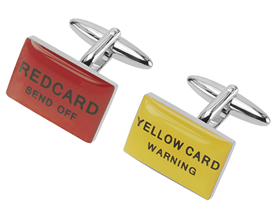 159-27R Red Card and Yellow Card Football Sports Cufflinks