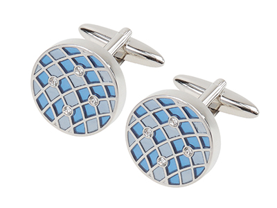 612-18R Lattice Crystal Round Cufflinks