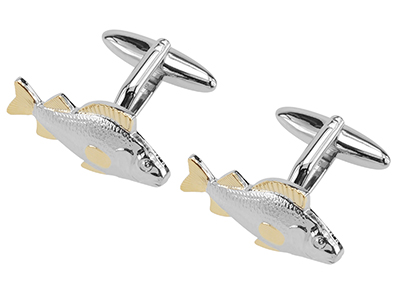 307-1RG Gold and Silver Fish Cufflinks