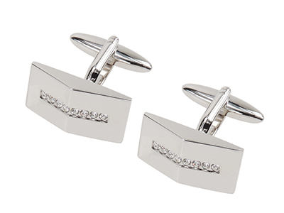 612-20R1 Arch Brush Plated Crystal Diamond Cufflinks