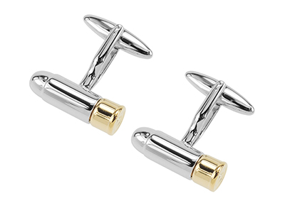 347-15RG Silver and Gold Bullet Modern Cufflinks