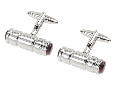 612-12R Catseye Ribbed Tube Cufflinks