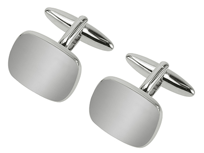 338-30R Silver Blank Engaveable Cufflinks