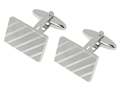 567-9GM2 Laser Engraved Diagonal Stripes Cufflinks