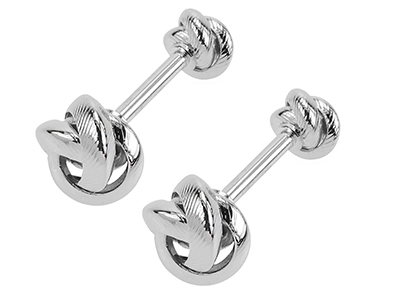 1867-17R Silver Double Sided Knot Cufflinks