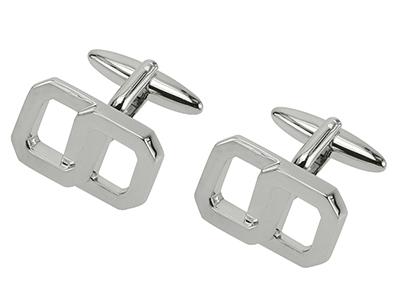 601-13R Silver Plain Metal Cufflinks