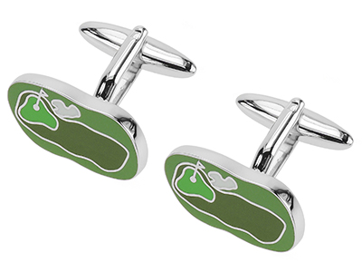 614-21R Green Enamel Golf Course Sports Cufflinks