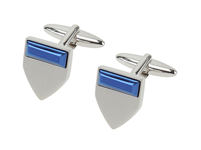 620-19 Two Tone Metal Brass Shield Cufflinks