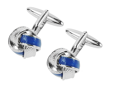 1857-23E Blue E-coating Metal Knot Cufflinks