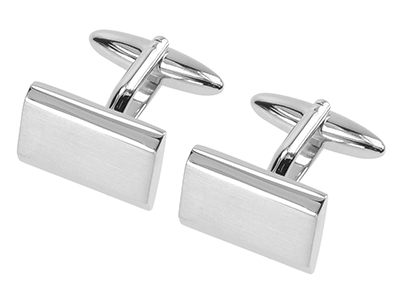 612-2R2 Shiny and Brush Silver Cufflinks Blank