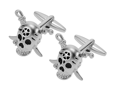 629-12R1 Jolly Rodger Pirates Novelty Skull Cufflinks