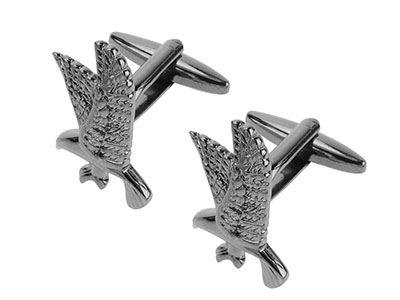 628-13GM Gunmetal Plated Flying Eagle Animal Cufflinks