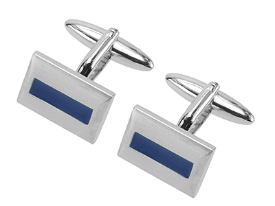 636-5R1 Blue Enamel Rectangular Cufflink