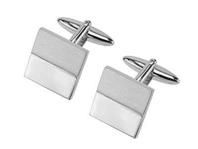 637-24R2 Polished and Matt Silver Cufflinks