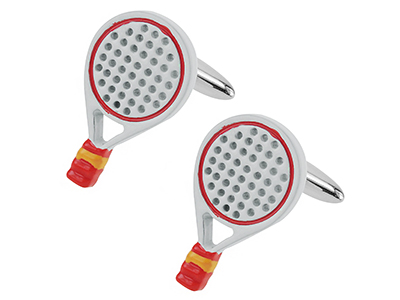 640-21R White Enamel Tennis Racquets Sports Cufflinks