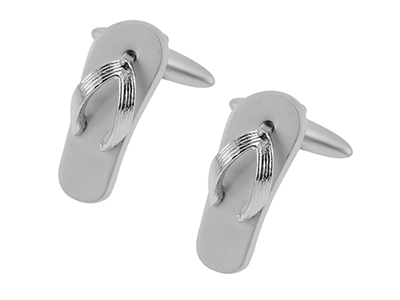 TN-1754R1 Fancy Mens Silver Slipper Shoes Cufflinks