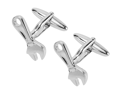 207-18R Silver Wrench Spanner Tool Shirt Cufflinks