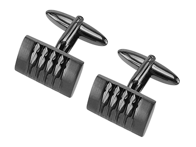 636-22GM2 Black Gunmetal Plain Metal Cufflinks